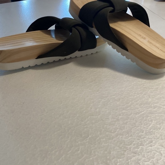 Zara Wooden Sole Cloth Slides Sz EU 41 US10 - Picture 9 of 11